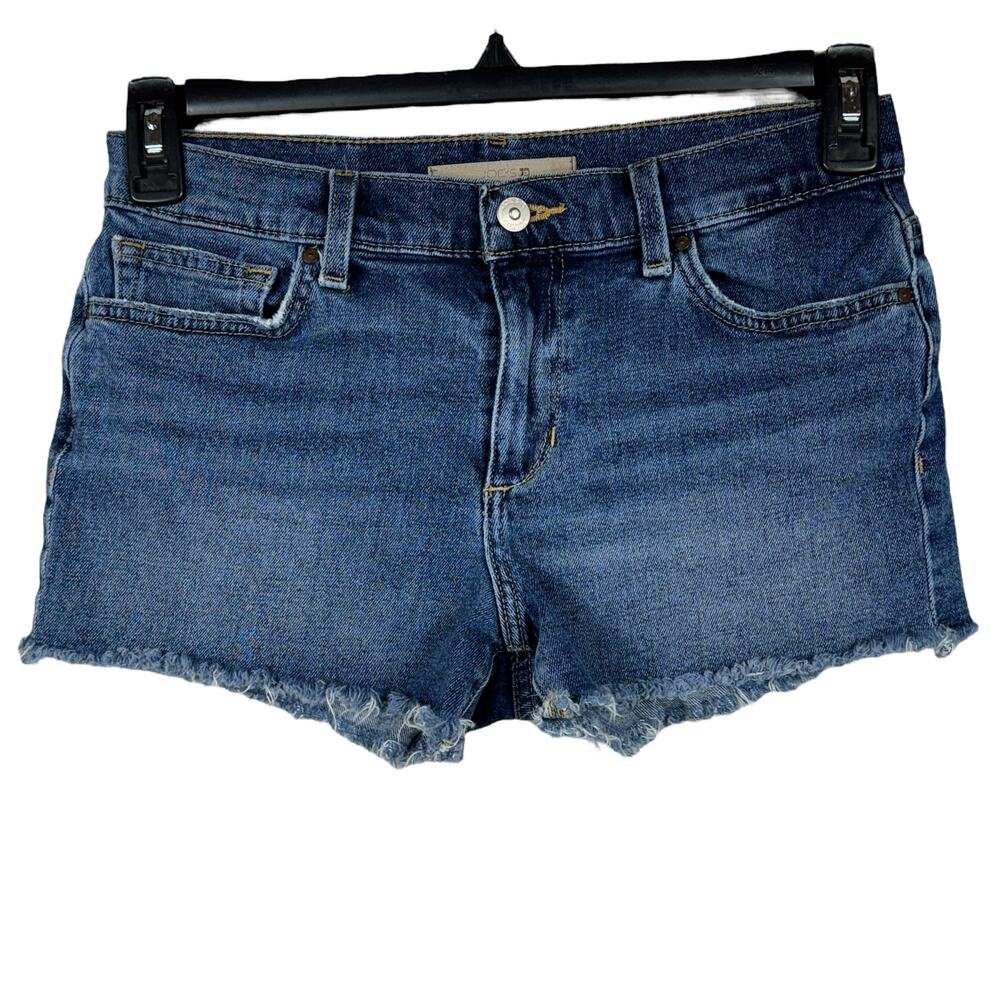 Joe’s SZ W27 Jean Shorts Frayed Hems Pockets Zip-Fly Mid-Rise Medium Wash Blue